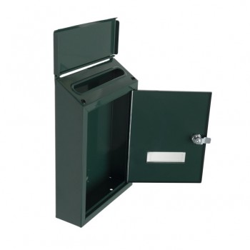 Caixa Correio MILENA Acero Galvanizado Verde 30X21X7 CM, Fechadura com Cilindro Tampa ANTICHUVA Ref: 189201006